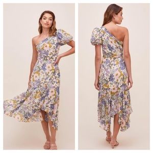 ASTR THE LABEL SANTORINI ONE SHOULDER MIDI DRESS